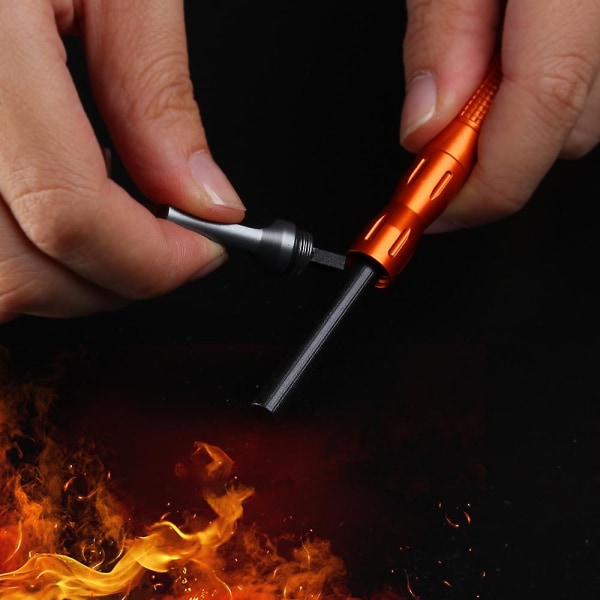 Fire Starter - Perinteinen Ferro Rod, Survival Igniter kaulanauhalla ja monitoimityökalulla oranssi