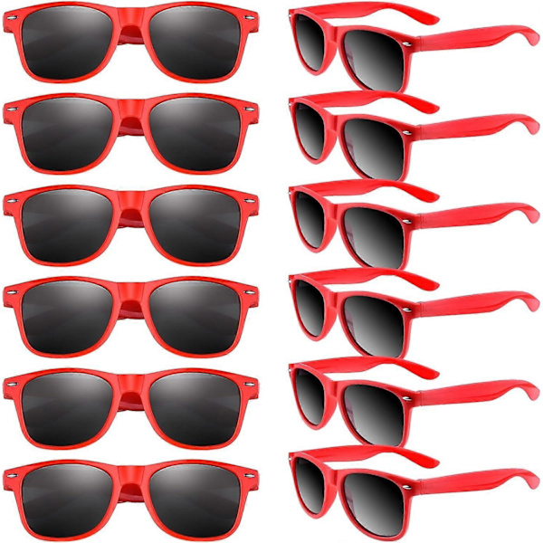 12 Pak Solbriller Neon Farver Solbriller Fest Favorer Goody Bag Fyld Bulk til Fødselsdagsfest Strand Pool Party, 12 Farver{ DB} Red