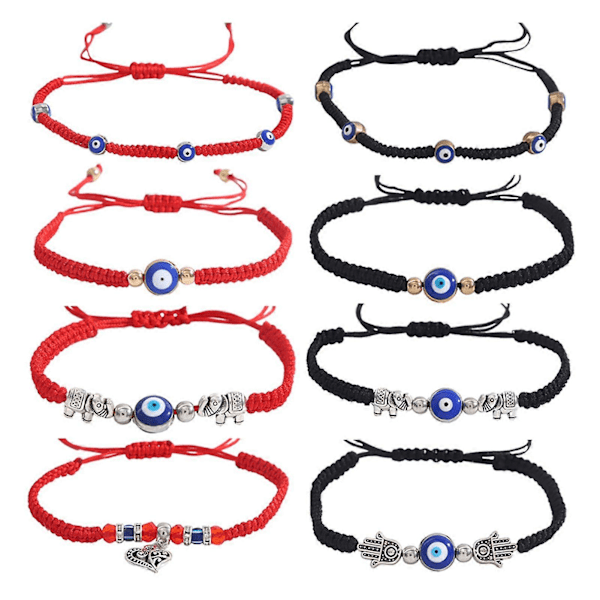 Devil's Eye käsin kudottu rannekoru Unisex käsintehty helmikoristeinen säädettävä ranneke Tyylikäs tyylikäs koru miehille naisille [DB] Blue Eyes Red