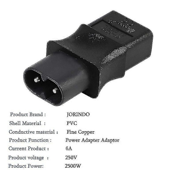 2-polig IEC 320 C8 hane till IEC 320 C9 hona AC-adapter 6A/250V EU Industriell strömomvandlare Ny s202412241130 db Black