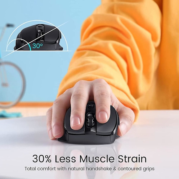 HOTWEEMS D-09 Trådlös Mus för Laptop - Ergonomisk Plus Dator USB Trådlös Mus, Ergo Grepp, Lightspeed 5-nivåer 2400 DPI, 16 Månader Batteri