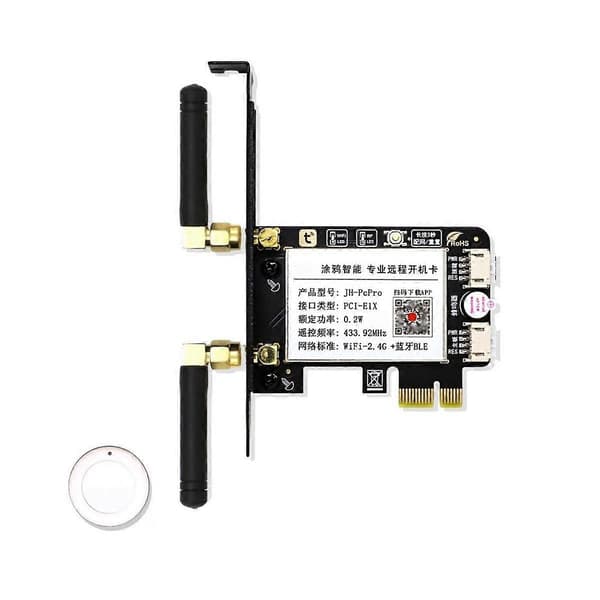 Tuya Wifi Computer Power Reset Switch PCIE Boot Card Desktop Computer Boot Card Computer Fjernbetjening Boo [DB] Black