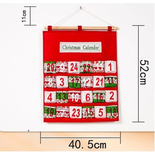 Julklapp Adventskalender Påsset 24 dagar Presentpåse med Trähänge[DB]