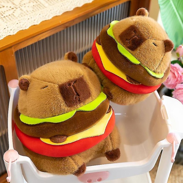 Kawaii söt hamburg Capybara plyschleksak fluffty plyschdocka simulering Capibara [DB] Brown 20cm