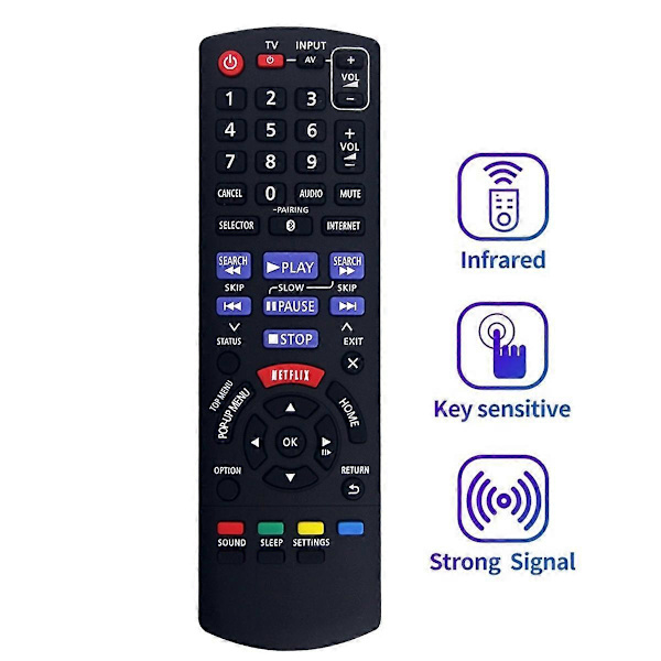 N2QAYB000968 Vaihto-ohjain Bluray-levysoittimen kotiteatterijärjestelmälle SC-BTT465 SC-BTT405 SC-BTT105 [DB] Black