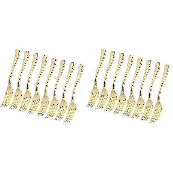 120 st Engångs Mini-gafflar Frukt Dessert Pudding Gafflar Festtillbehör För Restaurang Ktv (guld) [DB] 48 pcs