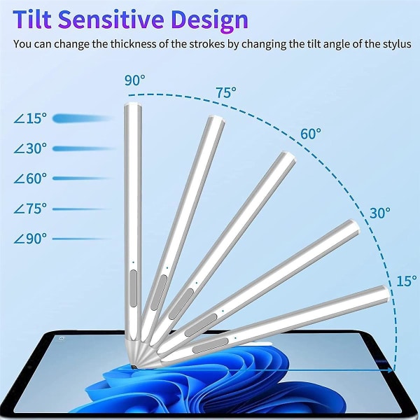 Stylus Pen Magnetisk Til Surface Pro 3/4/5/6/7 Pro X Go 2 Book Latpop 4096 Niveauer Tryk Palm Afvisning-sort