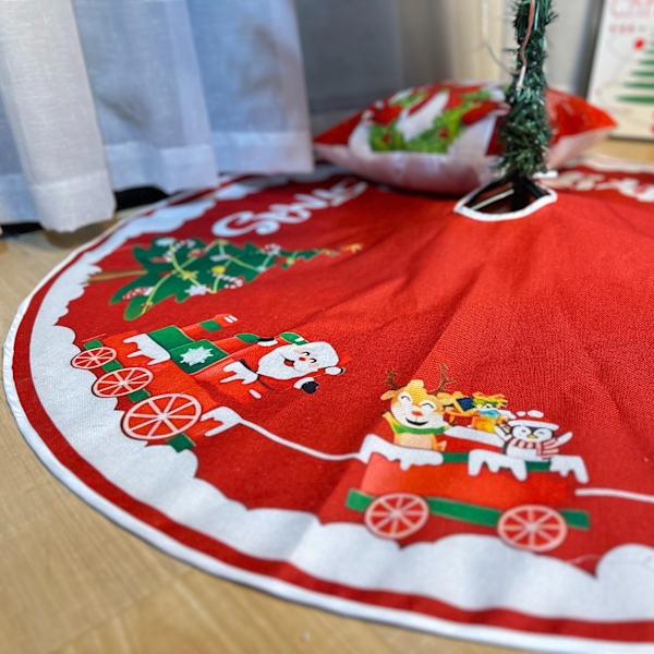 Julgransskjort - Tomte - Festlig Juldekoration, Polyester, Perfekt för Hem & Fest Red 100cm*100cm/1pcs