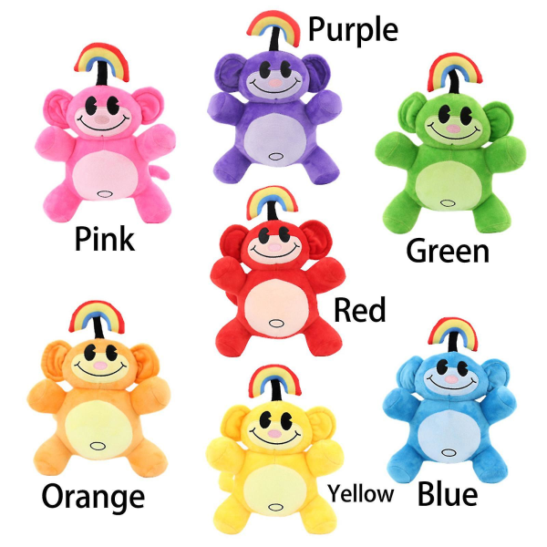 Rainbow Monkey Plyschdocka för barn Jul Handgjord Plyschleksak Kodnamn Barn Flickor Pojkar 3-6 år gammal, för grannen-11,8 tum [DB] Pink