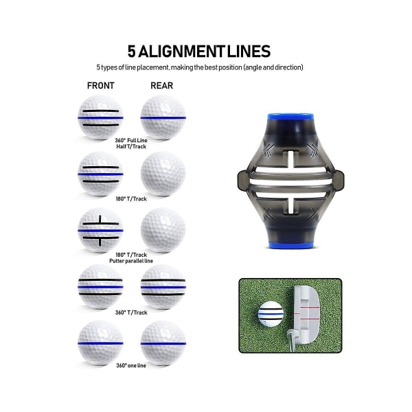 Golfball linjemarkør tegneverktøy og markeringspenner sett maljustering putting merking liner 360-d