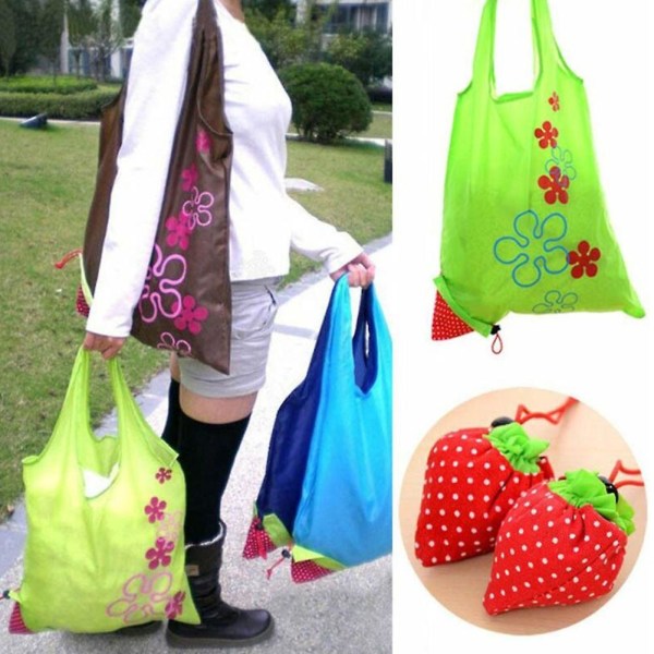 Bærbar jordbær miljøvennlig gjenbrukbar håndveske sammenleggbar handlepose Red