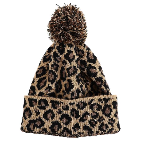 Stickad ullmössa med leopardmönster, varm mössa för att hålla värmen