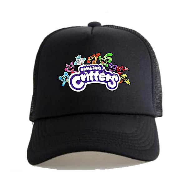 Smiling Critters Snapback Baseball Cap Barn för Pojkar Flickor Sommar Justerbar Andningsbar Solhatt (FW) Black A
