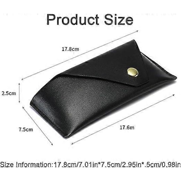 \"Svart mjukt glasögonfodral, glasögonfodral i läder, glasögonförvaring, glasögonfodral för kvinnor, glasögonfodral (17,8*7,5*2,5CM)\" [DB]