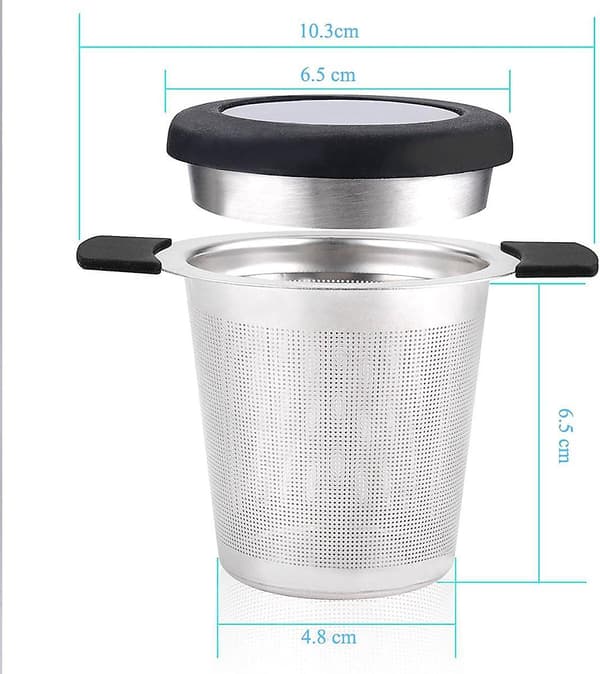 Rostfritt stål teinfuser med silikonhandtag och lock