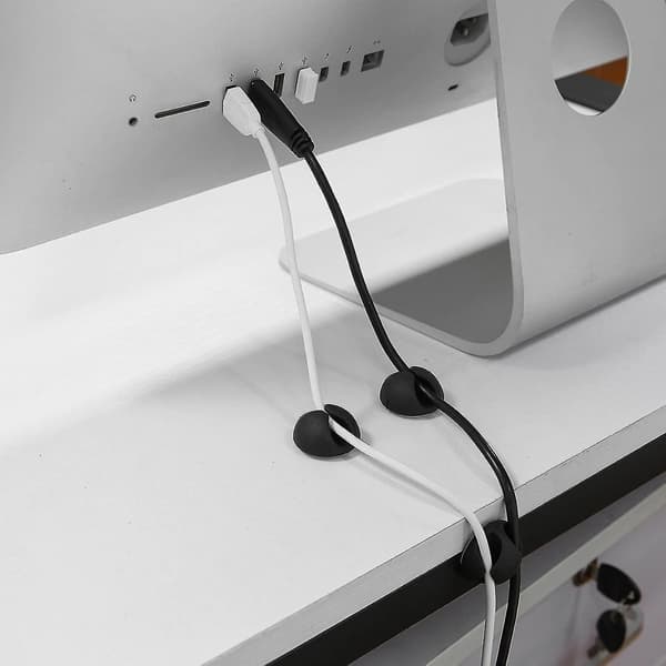 Pakke med kabelclips, kabelstyring og kabelbindere til TV, computer, PC, bærbar, hjem og kontor, sort[DB]