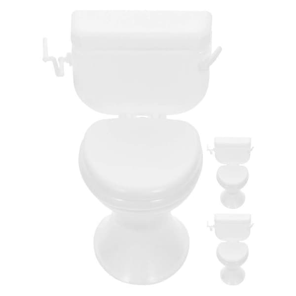 Dukkehus Miniature Toilet til Indretning 3 Stk Plast Tilbehørssæt[DB]