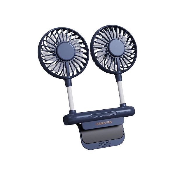 Portable Fan Screen Fan For Office Students Classroom Dormitory Hanging Screen Usb Electric Dual Fan -blue