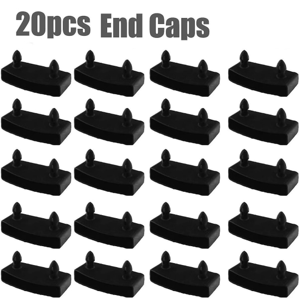 Pakke med 20 sorte lamelstøtter til udskiftning af midterskinne til udskiftning af sengesæt med 20 plastik centerhætter: 55*30*27 mm