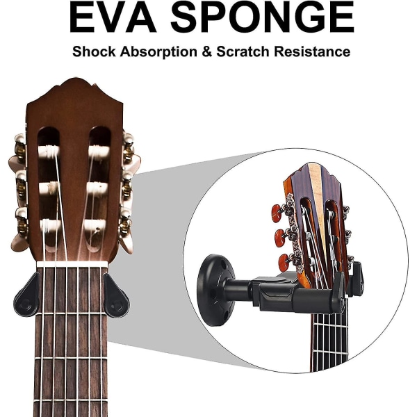 3-pack gitarrväggfäste, hårt lås gitarrväggfäste med väggkudde