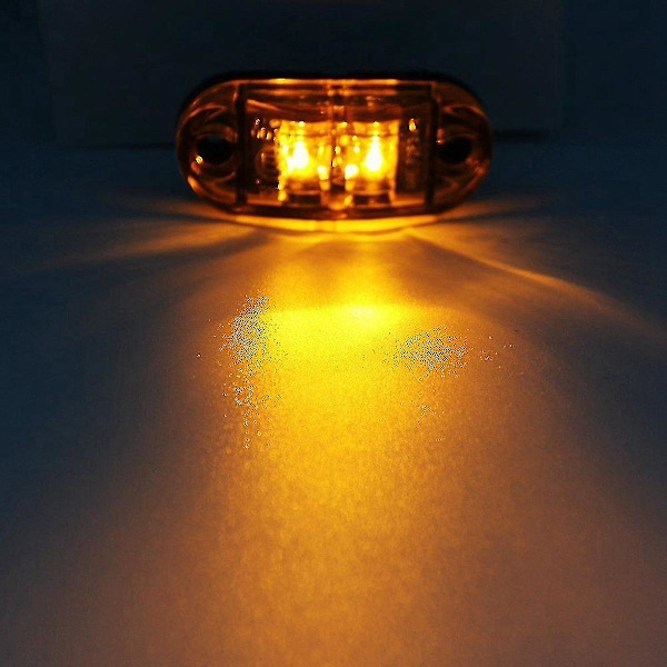 20 st LED 2,5 tum 2 dioder ljus ovala positionsljus släpvagn lastbil sidomarkering gul röd DB