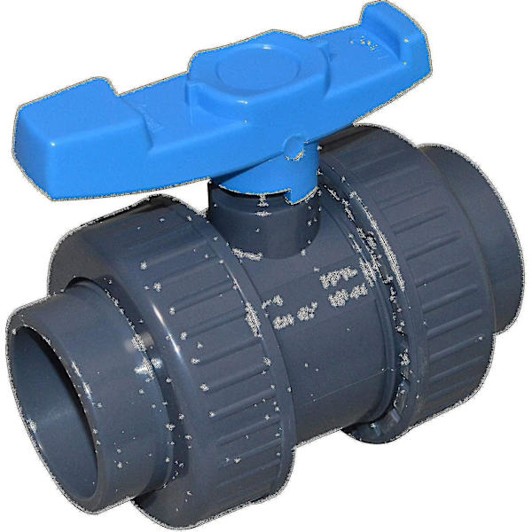 Kuulipalloventtiili 50mm - Valmistettu PVC:stä - Liitäntä molemmilla puolilla - 50mm holkki - Harmaa  [dB}