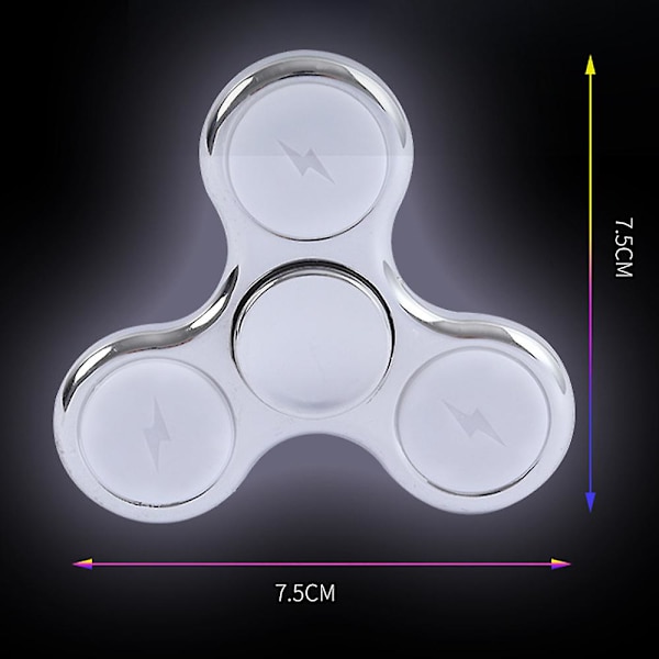 Ljus LED-ljus snurrande topp fingertopp gyroskop upplyst spinner barn finger fidget sensorisk leksak stressavlastning gåva db Silver
