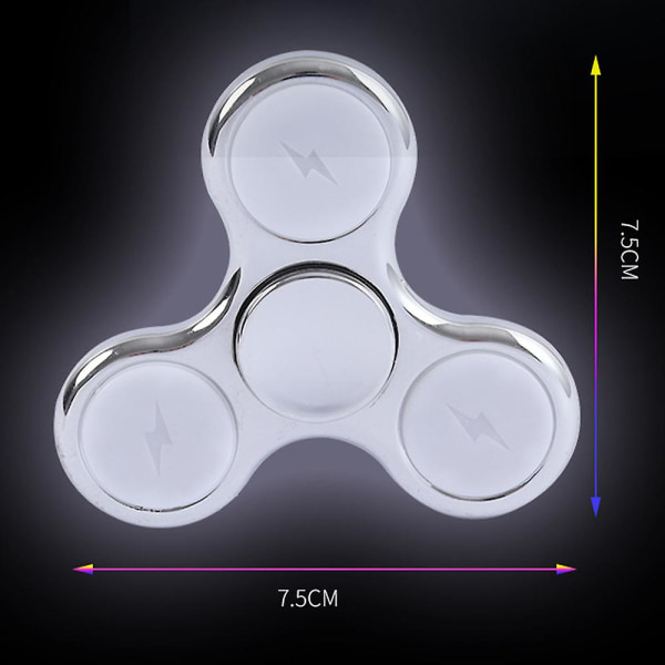 Lysende LED-lys Spinn top Fingerspids Gyroskop Lysende Spinner Børn Finger Fidget Sensorisk Legetøj Stress Relief Gave db Silver