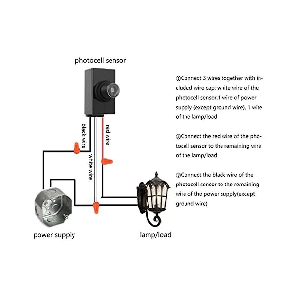Skumring til daggry sensor 2 pakker, fotocelle lyssensor til udendørsbelysning, 120-277v fotoelektrisk Sw [DB] black