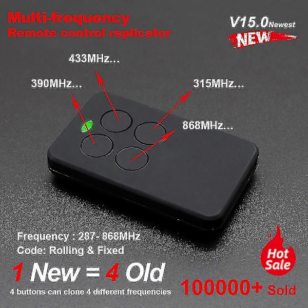 Selvkopierende 270mhz til 868mhz 433mhz Fast Rullende Kode Duplikator Garageport Dør Fjernbetjening Klon Nøglering Barriere db White Newest