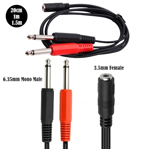 3,5 mm naar 26,35 mm TRS Mono-stekker Audio-adapterkaapel {Db} 1m