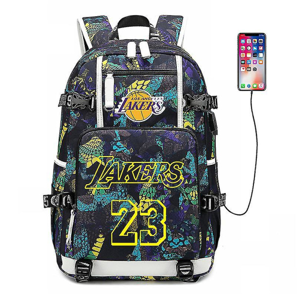 Lakers 23 Lebron James ryggsäck med printed , resväska, studentryggsäck DB blue
