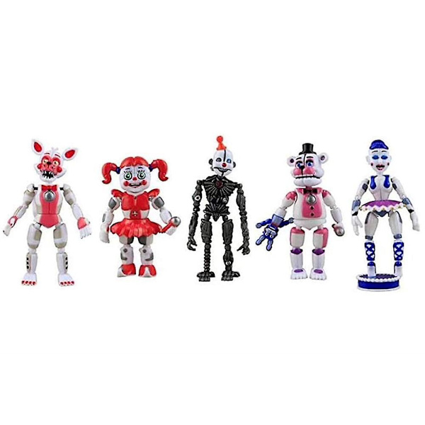 5 kpl/setti Five Nights At Freddy's -pelihahmo Fnaf Funtime Freddy Foxy Sister Location Lightening Action Figures Db