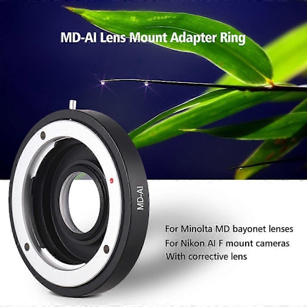 MD-AI Linse Mount Adapter Ring med Korrektionslinse til Minolta MD MC Mount Linse til Nikon AI F Mount Kamera til D3200 D5200 D7000 D7 [DB]