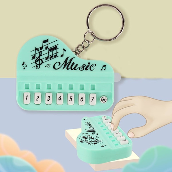 Nøglering Vedhæng Mini Elektronisk Piano Form 8 Tangenter Lys Musik Tegneserie Par Vedhæng Udsøgt Nøglering Sjov Fødselsdagsgave [DB] Blue1