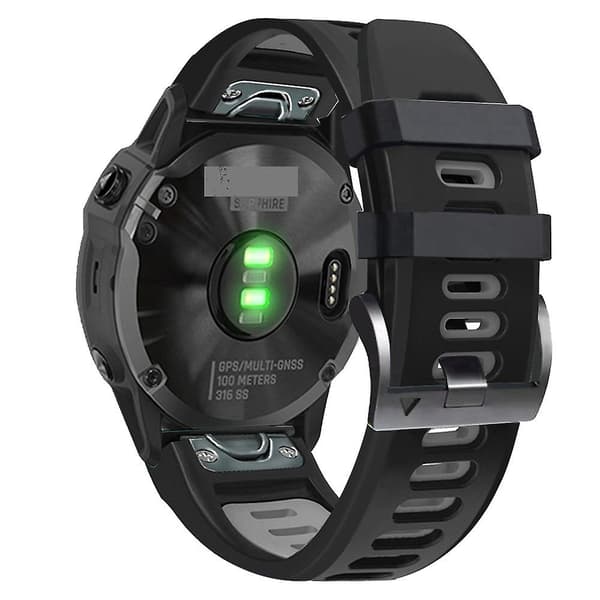 Silikone Urrem til Garmin Fenix 6 Pro [DB] Black Grey