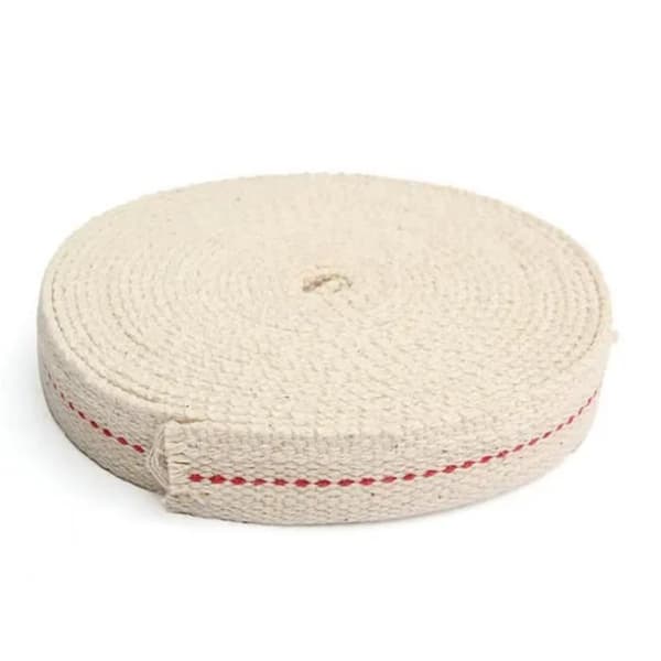Flat bomullsveke - 4,5m - Bredde 2cm - For oljelamper og lykter