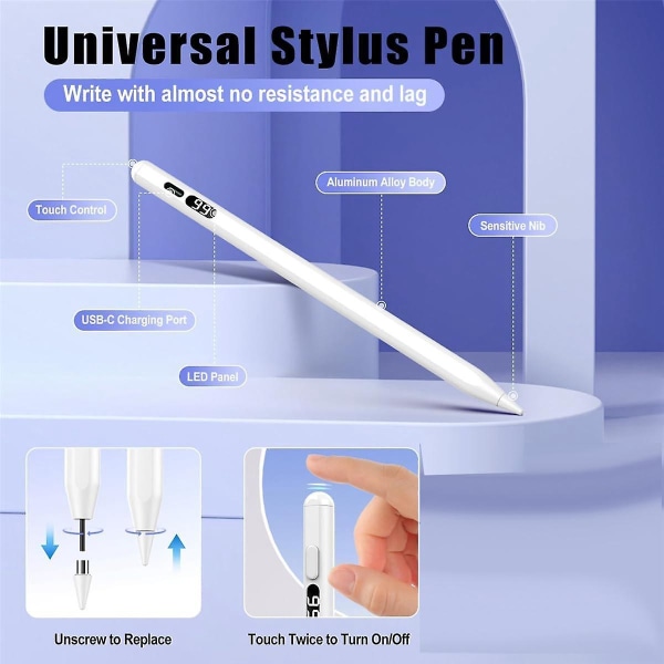 Penna för pekskärmar, snabbladdning Stylus Penna med Power Display för //android/