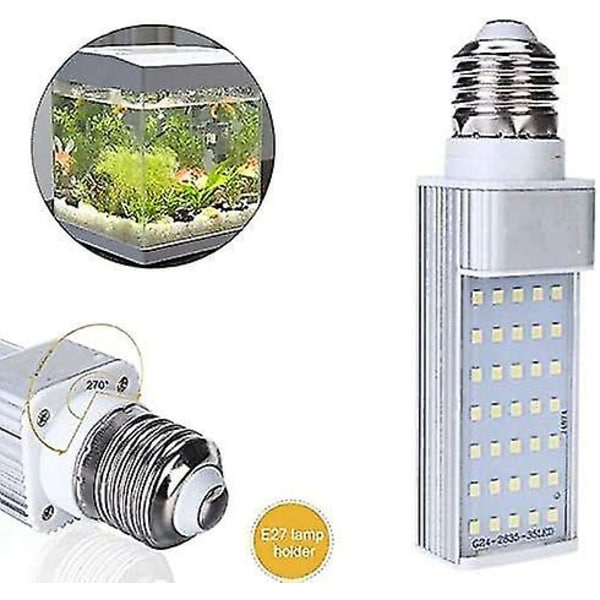 Fishpod Hvid Plante Akvarium 7w Gro Lys Led Tank Fisk Koraller Pære E27 Lampe_happyshop [DB]