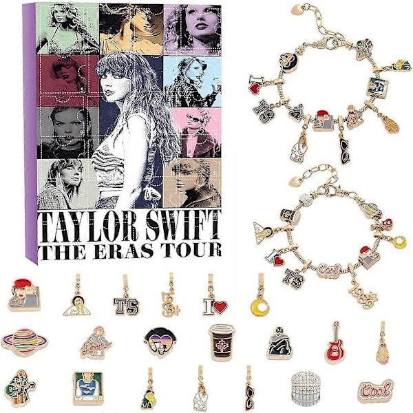 Julekalenderarmbånd 2024 - 24 Dagers Nedtelling, Taylor Swift Swiftie DIY Smykker Kreativ Gave BD B