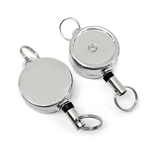 5 Färger Infällbar Nyckelring ID-Korthållare Rullmärke Nyckelring för Ryggsäckar [DB] Silver