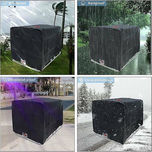 Vannbeholderdeksel, Ibc-tankdeksel for 1000l tank, vanntankbeholderbeskyttelsesdeksel, støvtett anti-uv regntett, 120x100x116cm (svart)starlight