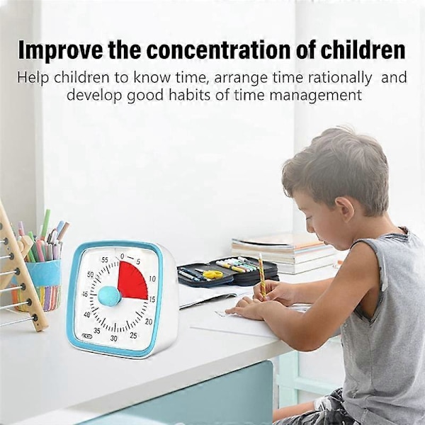 Visuaalinen ajastimen yövalolla, 60 minuutin laskeajastimen lapsille ja aikuisille, ajanhallintatyökalu {DB} RedWhiteBlue