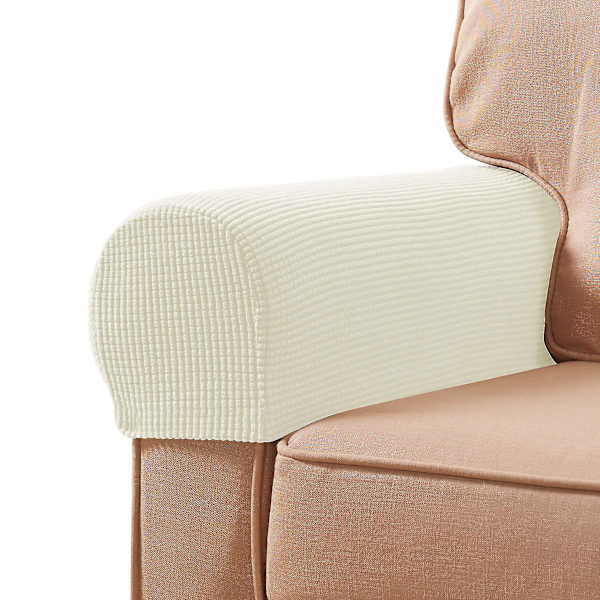 2 stk. strækbare armlænsbetræk i spandex til stole, sofa, lænestol, slipcovers til lænestol [DB] Ivory