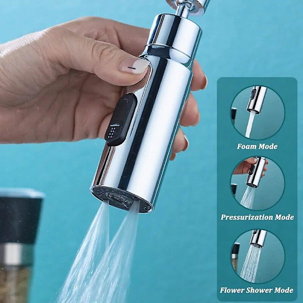 Kökskran Aerator 3 lägen Badrum Anti-splash Kranförlängare Adapter Kran Handfat Sprayer Sparar Vatten Kranfiltermunstycke  [dB} Style 1 Black