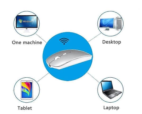 Bluetooth Mus Genopladelig Trådløs Mus Slank Trådløs Mus Til Pc Computer Android [DB] Silver