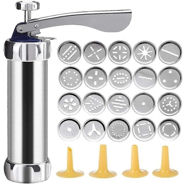 Kexmaskin Rostfritt Stål 20 Delar Formskärare Dekorations Cookie Press Pumpmaskin [DB]