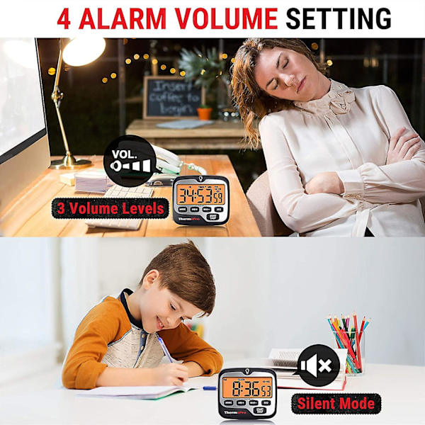 Tm01 Kök Timer Digital Matlagningstimer Med Stor LCD-skärm Stora Siffror Alarmvolym Justerbar Timer Klocka Multifunktionell Bakgrundsbelyst Nedräkningstimer