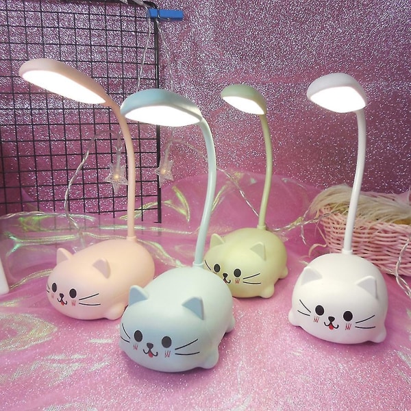 Skrivebordslampe for barn, øyepleie, leselampe, justerbar svanehals, USB-lading, DB Pink