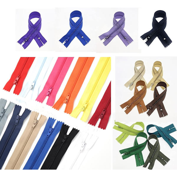 50 stk nylon spiralglidelåser for sying og håndverk